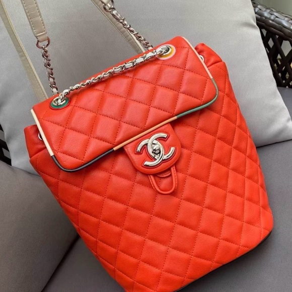 CHANEL Handbags - CHANEL Quilted Red Backpack